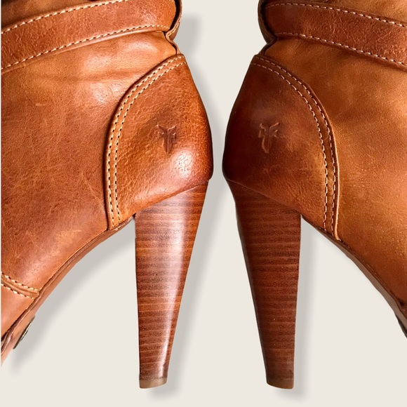 Frye Harlow Multi-Strap Cognac Cute Stiletto Boots - Picture 9 of 15